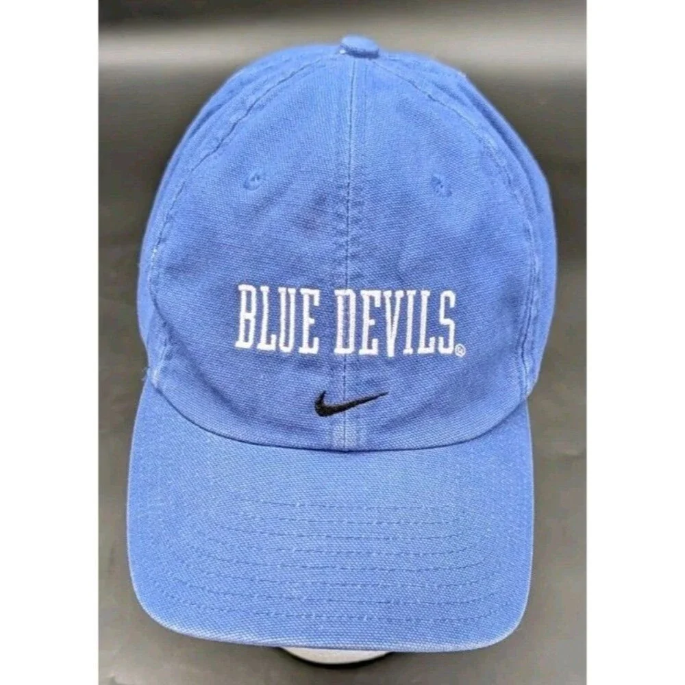 Vintage Nike Duke Blue Devils Hat Mens Strapback Blue Center Swoosh Y2K NCAA